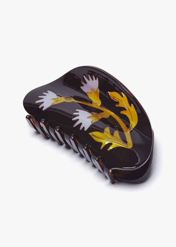 Women's Milk Thistle Hair Claw Dark Brown and Gold Acetate