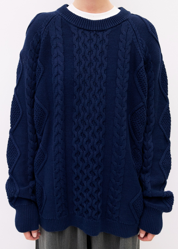Hallie Cable Knit Sweater | Navy