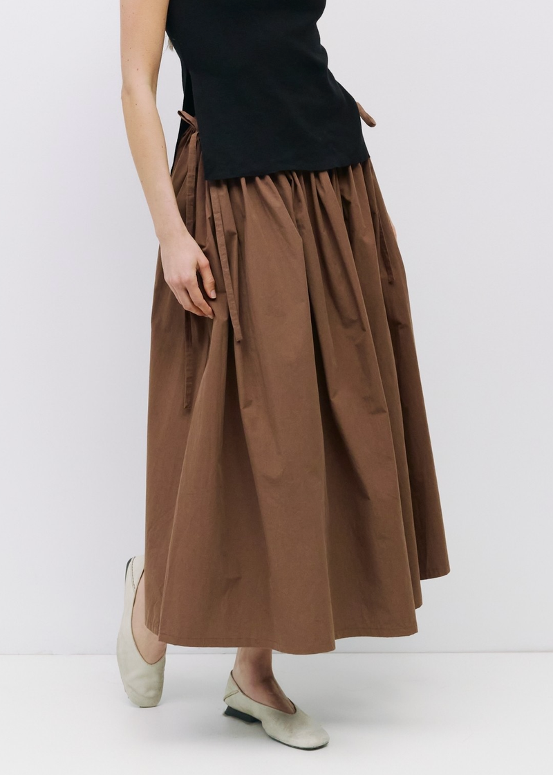 Kiana Skirt with Adjustable  Side Ties | Brown