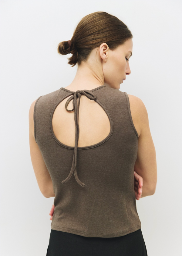 Kailey Top with Open Back | Brown