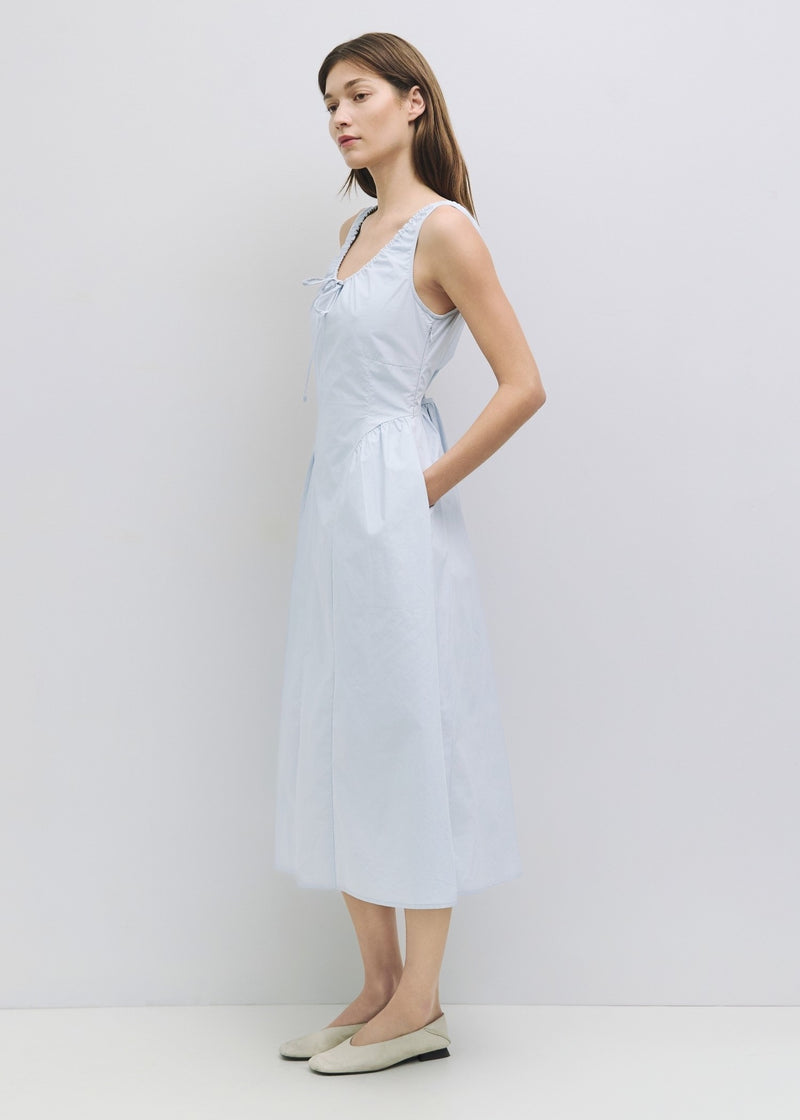 The Anika Dress | Gathered Neck Cotton Midi Dress