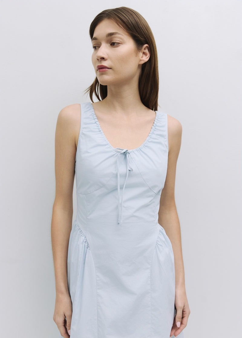 The Anika Dress | Gathered Neck Cotton Midi Dress