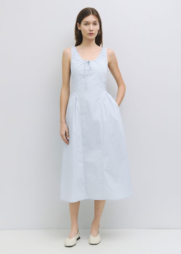 The Anika Dress | Gathered Neck Cotton Midi Dress