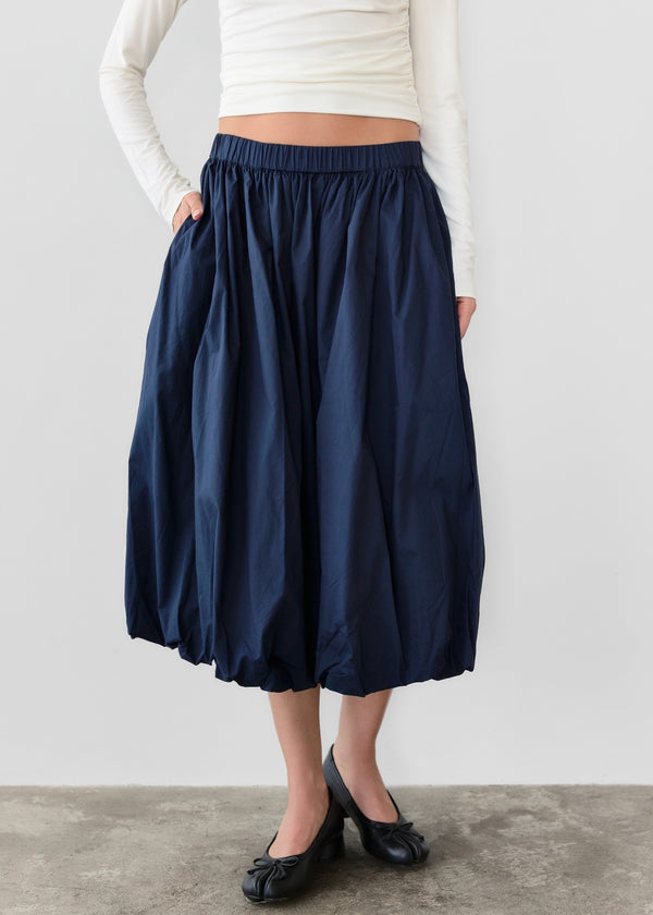 'Bella' Balloon Midi Skirt | Navy