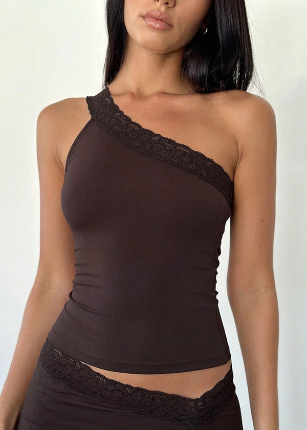 Cordia One Shoulder Top | Chocolate