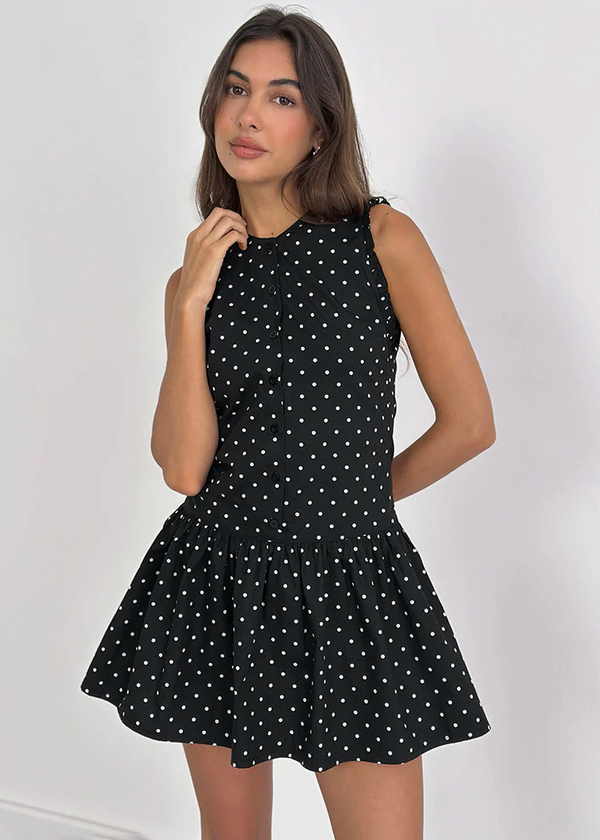 Yadara Mini Dress | Polka Black