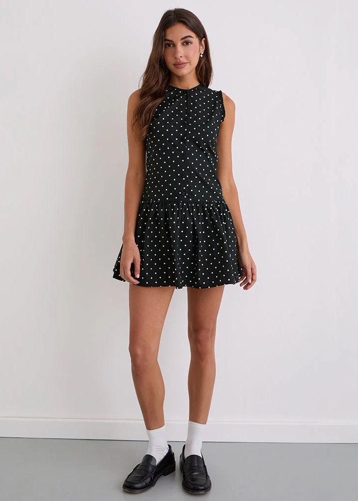 Yadara Mini Dress | Polka Black