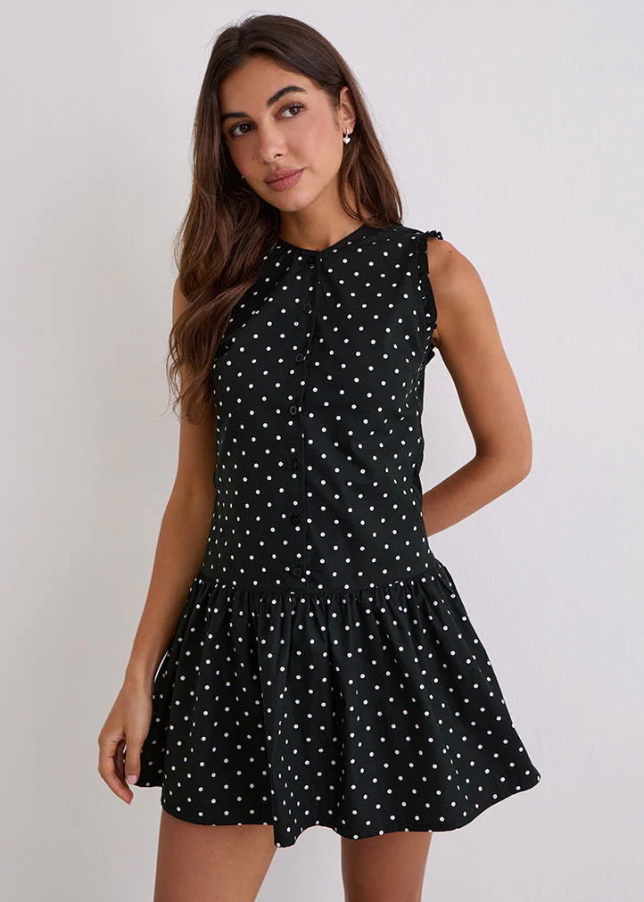 Yadara Mini Dress | Polka Black