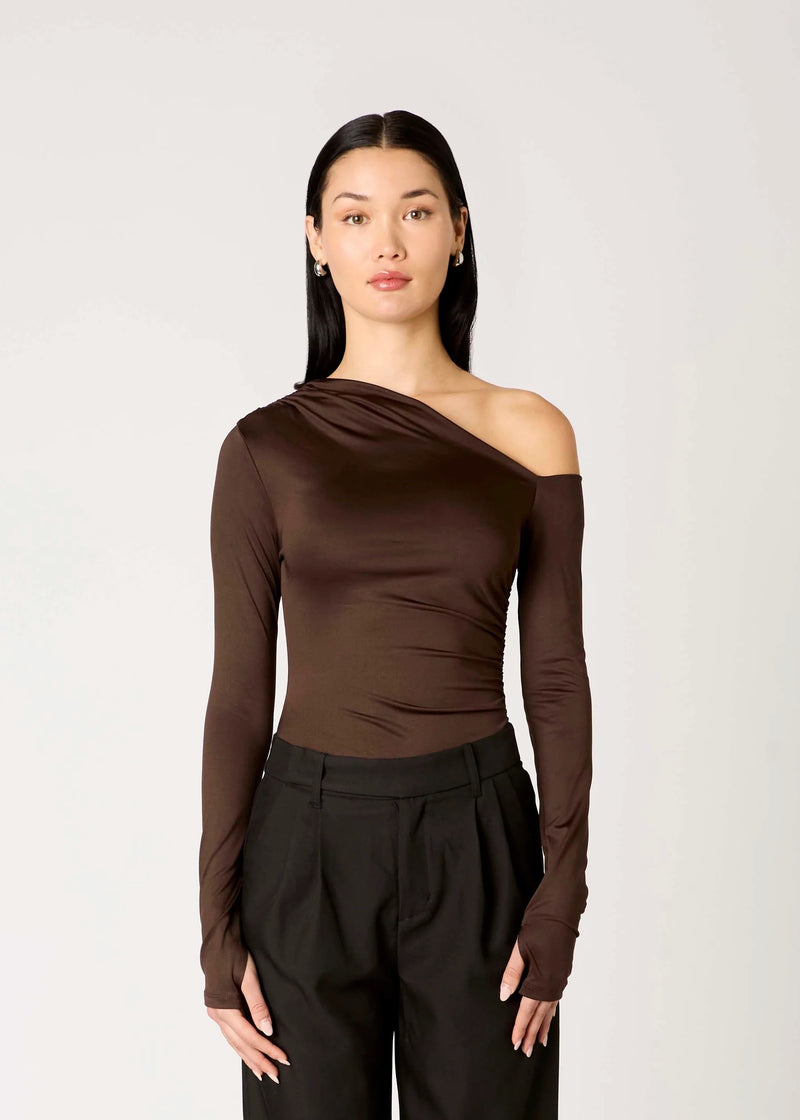 Cleo Cold Shoulder Long Sleeve Top | Espresso