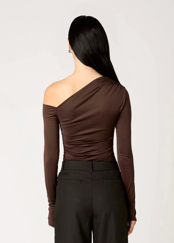 Cleo Cold Shoulder Long Sleeve Top | Espresso