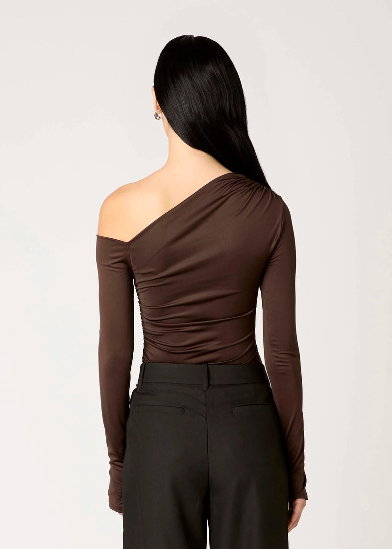 Cleo Cold Shoulder Long Sleeve Top | Espresso