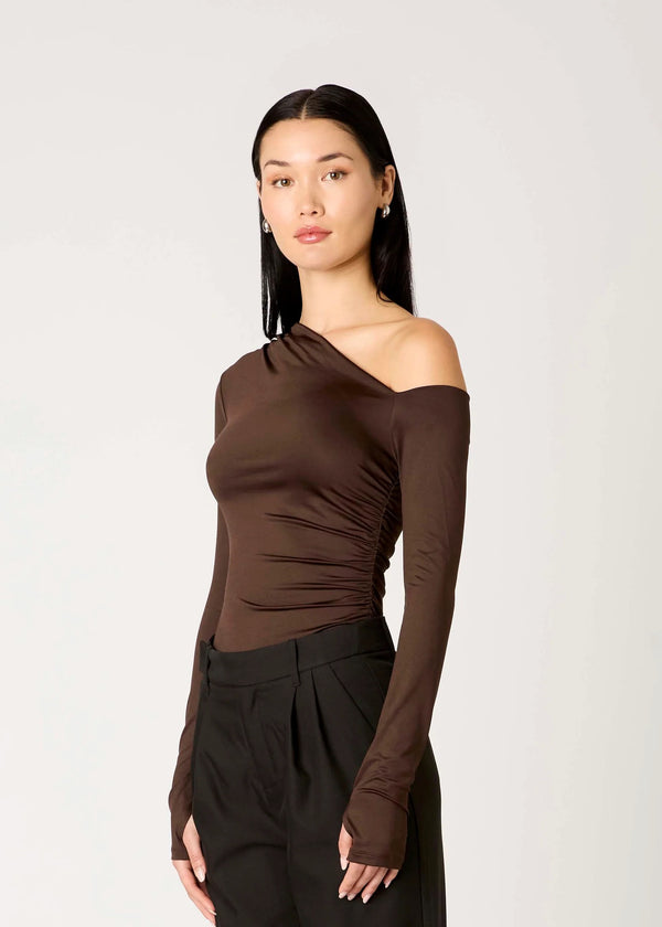 Cleo Cold Shoulder Long Sleeve Top | Espresso
