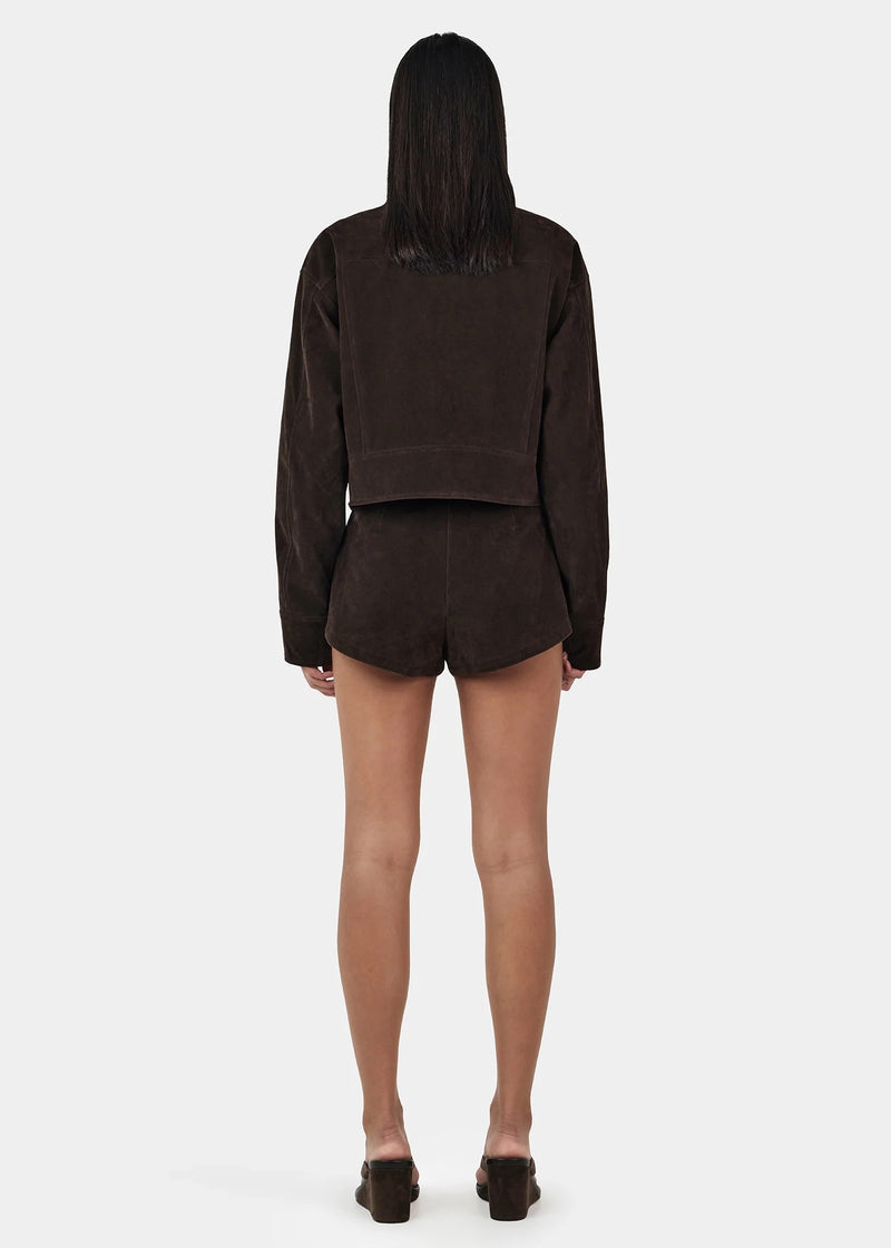Gina Suede Bomber| Rum Raisin