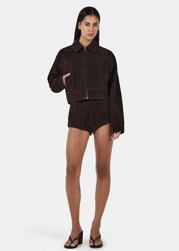 Gina Suede Bomber| Rum Raisin