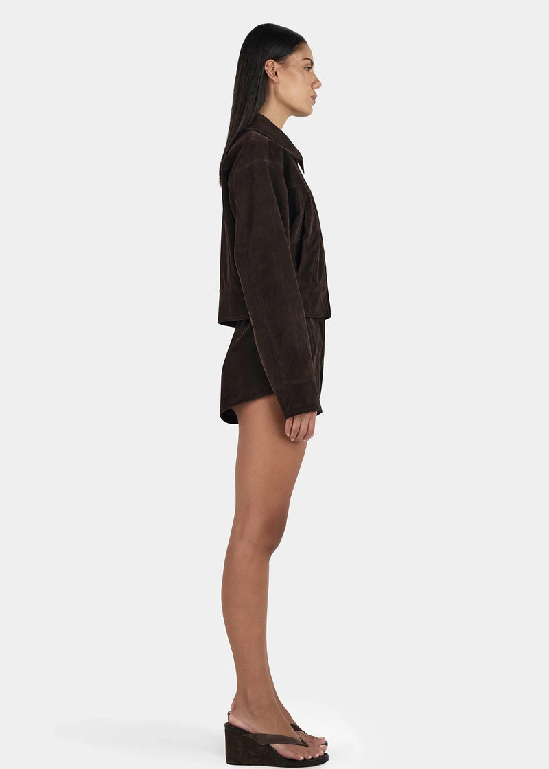 Gina Suede Bomber| Rum Raisin