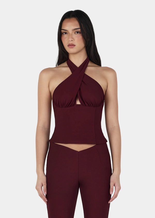 Chelsea Halter Top | Burgundy