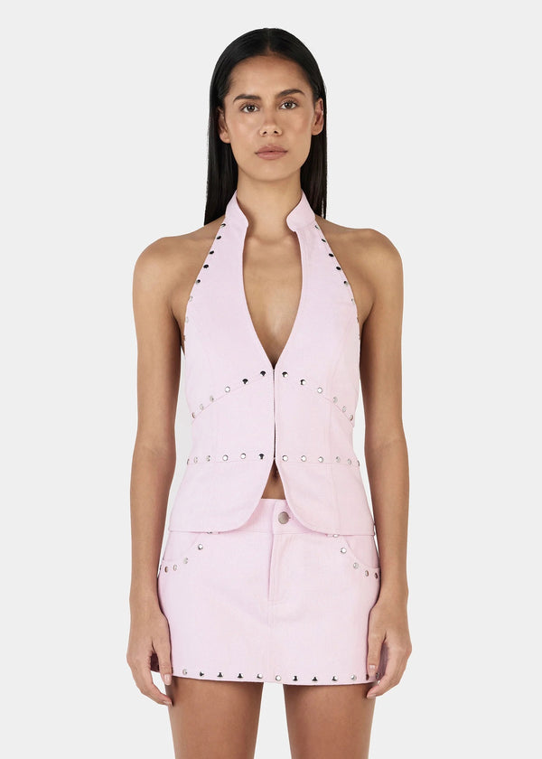 Selma Studded Top | Baby Pink