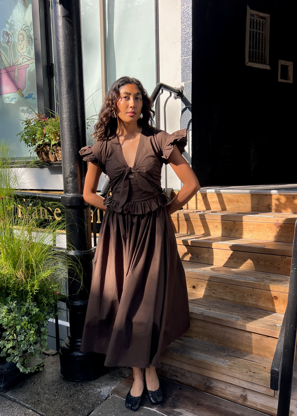 Tie Cotton Bow Maxi Dress