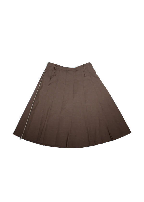 Side Zipper Pleated Skirt