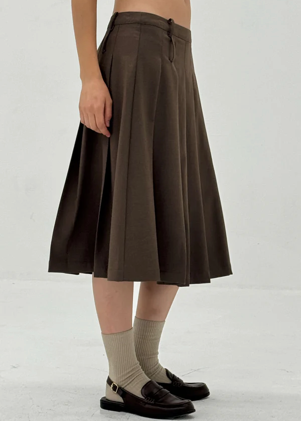 Side Zipper Pleated Skirt