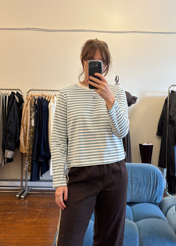 Kathleen Striped Long Sleeve Top | Blue & White