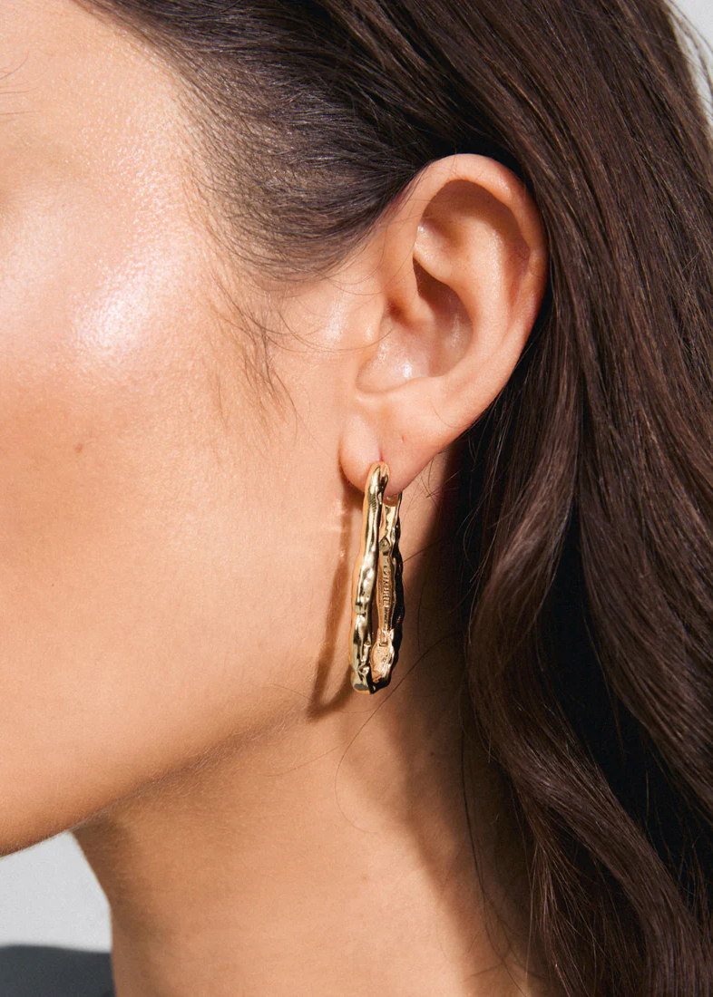 BELIEVE Organic Long Hoops | Gold-Plated