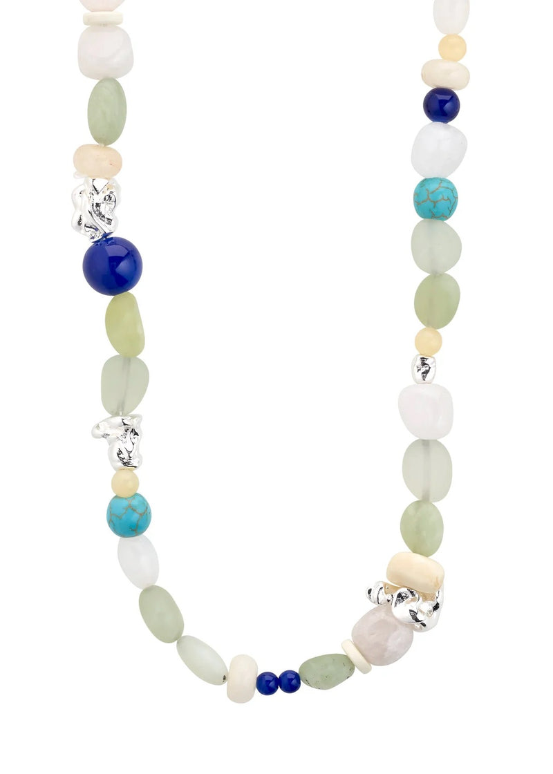 DREAM Beaded Necklace Blue | Silver-plated