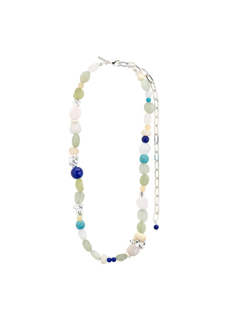 DREAM Beaded Necklace Blue | Silver-plated
