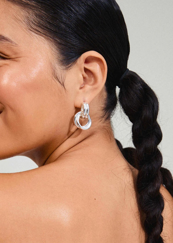 AGNI Knot Hoop Earrings | Silver-Plated