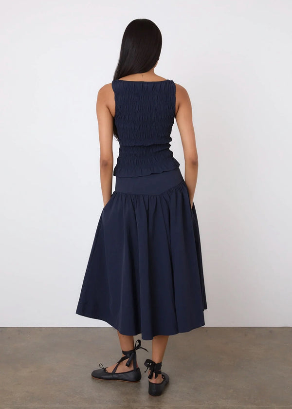 The Deba Midi Skirt | Midnight - Navy