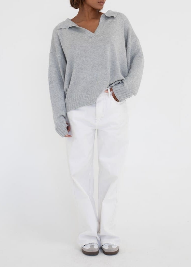 Delancey Knit Sweater | Pearl Grey