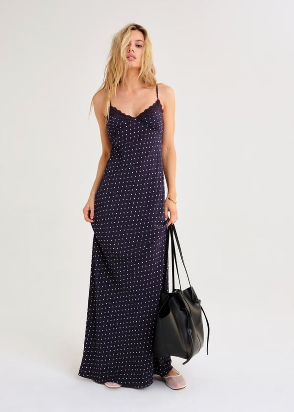 Sinatra Polka Dot Maxi Dress | Navy