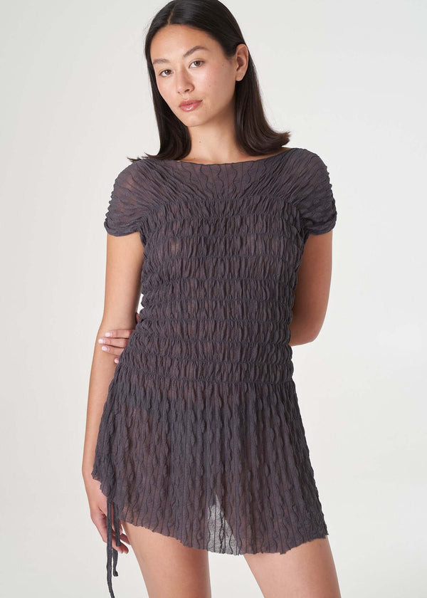 Ruched Ross Mini Dress | Charcoal