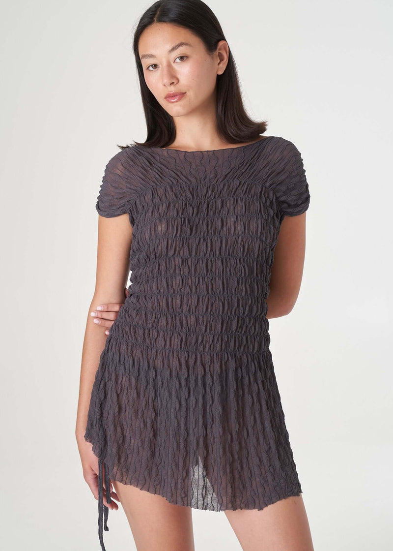 Ruched Ross Mini Dress | Charcoal