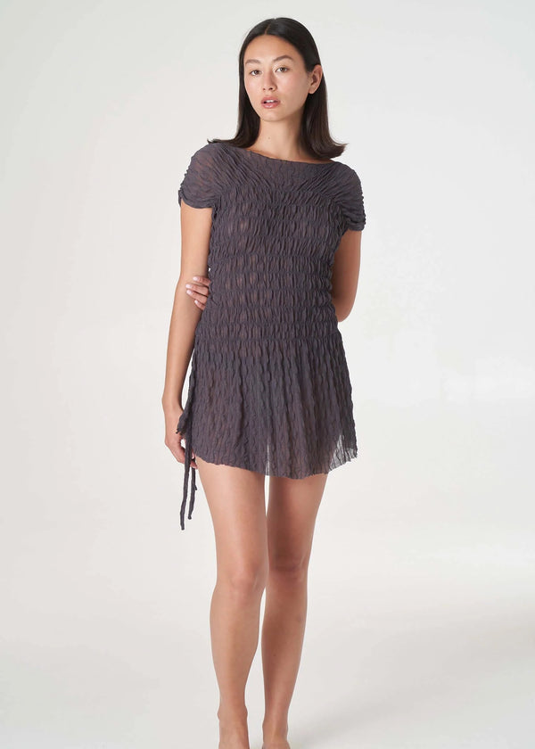 Ruched Ross Mini Dress | Charcoal