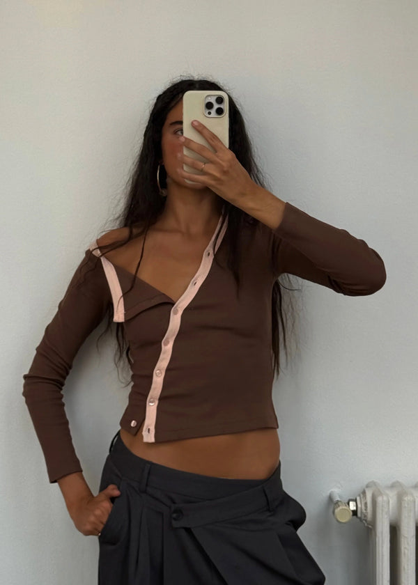 Ella Assymetric Ribbed Top