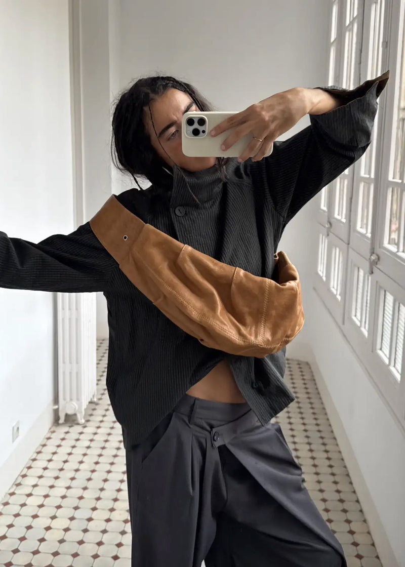 Nat Leather Croissant Bag