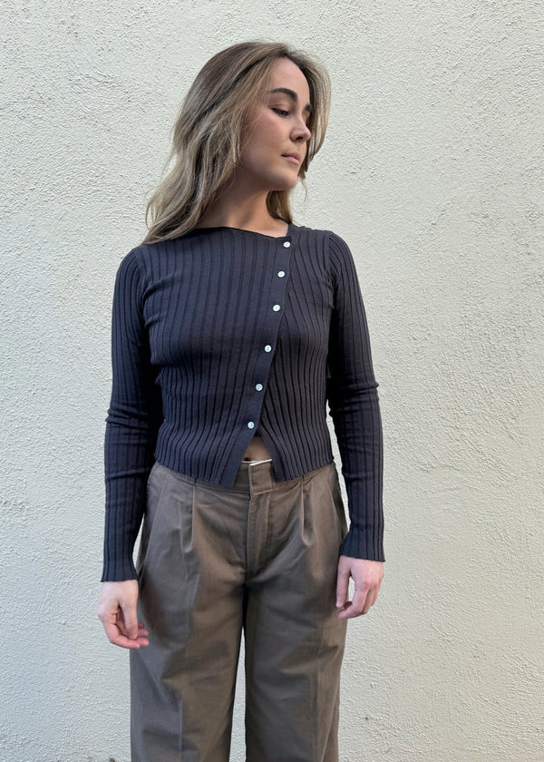 Asymmetrical Sheer Thin Knit Top