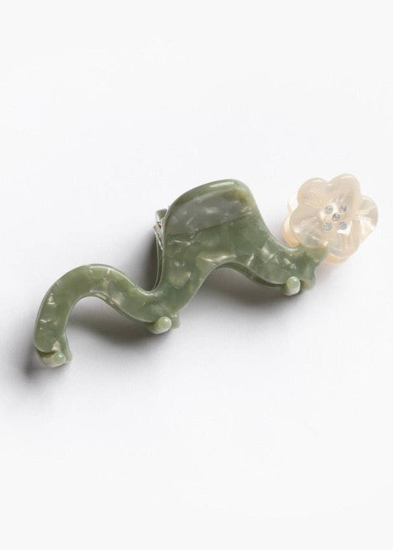 White Orange Blossom Flower Small Squiggle Acetate Hair Claw