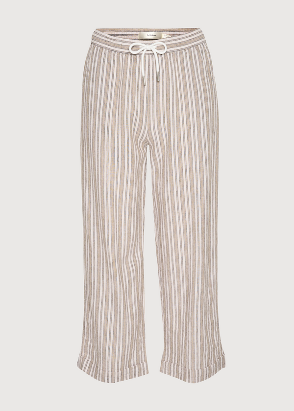 'Driza' Wide Leg Linen Pants | Striped