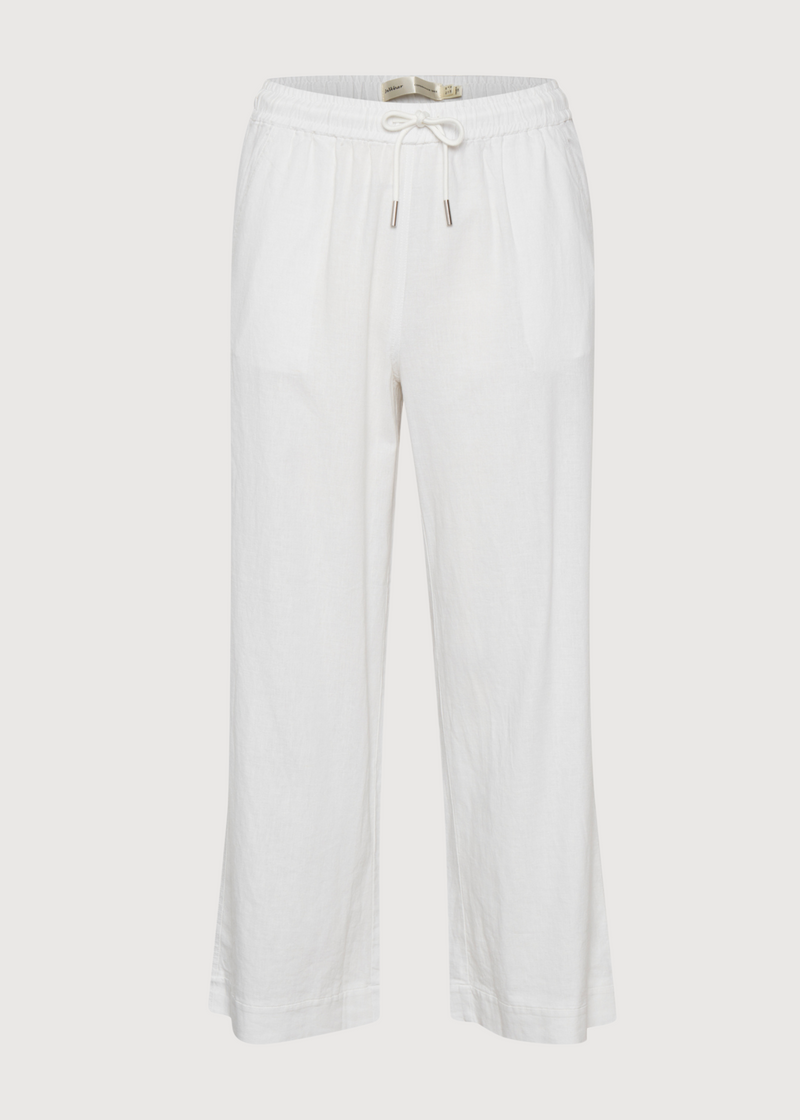 'Driza' Wide Leg Linen Pants | White