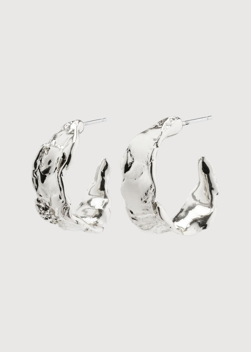 Elara Organic Shaped Hoop Earrings | Silver-plated