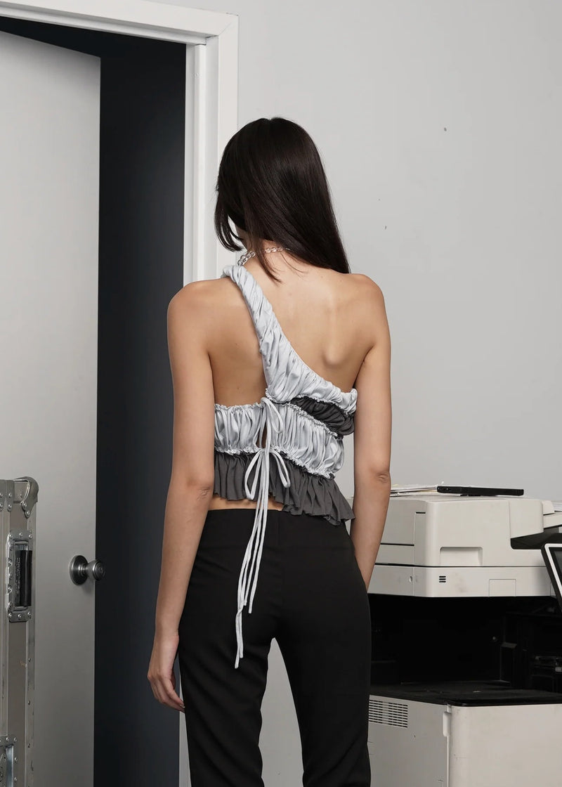 Stripe Me Down One Shoulder Top