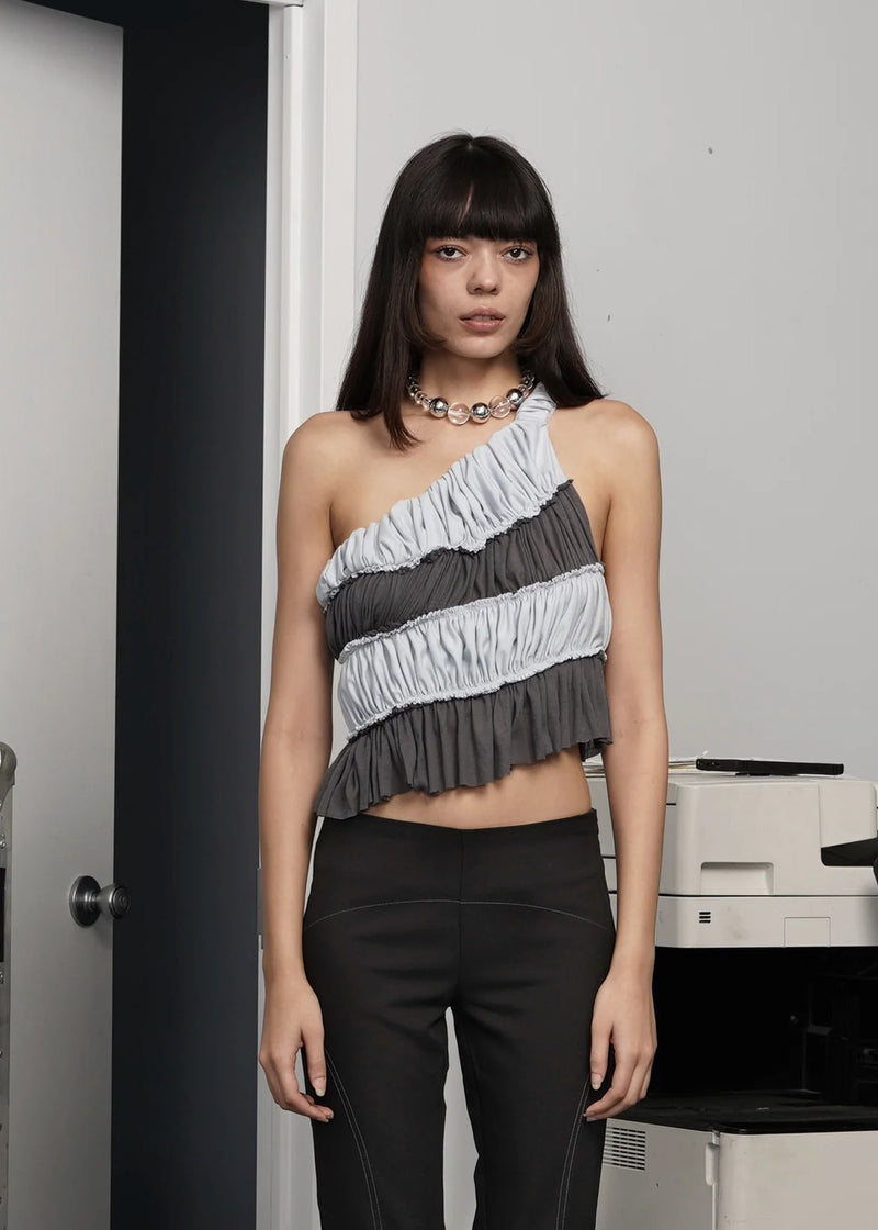 Stripe Me Down One Shoulder Top