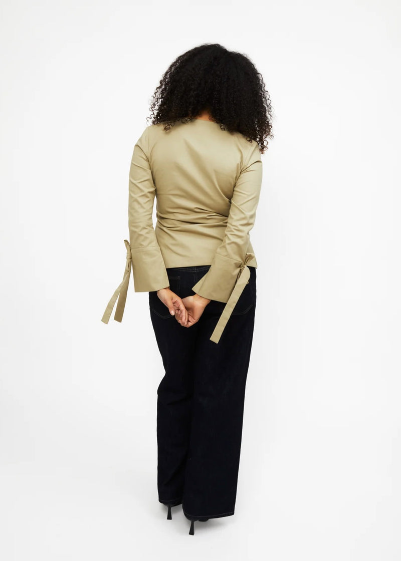 Long Sleeve Bowtie Vest | Khaki