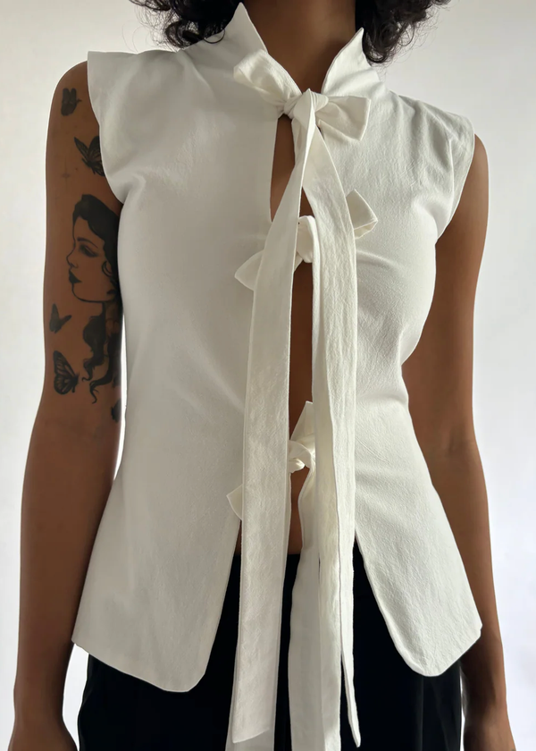 Reversible Bowtie Vest | White
