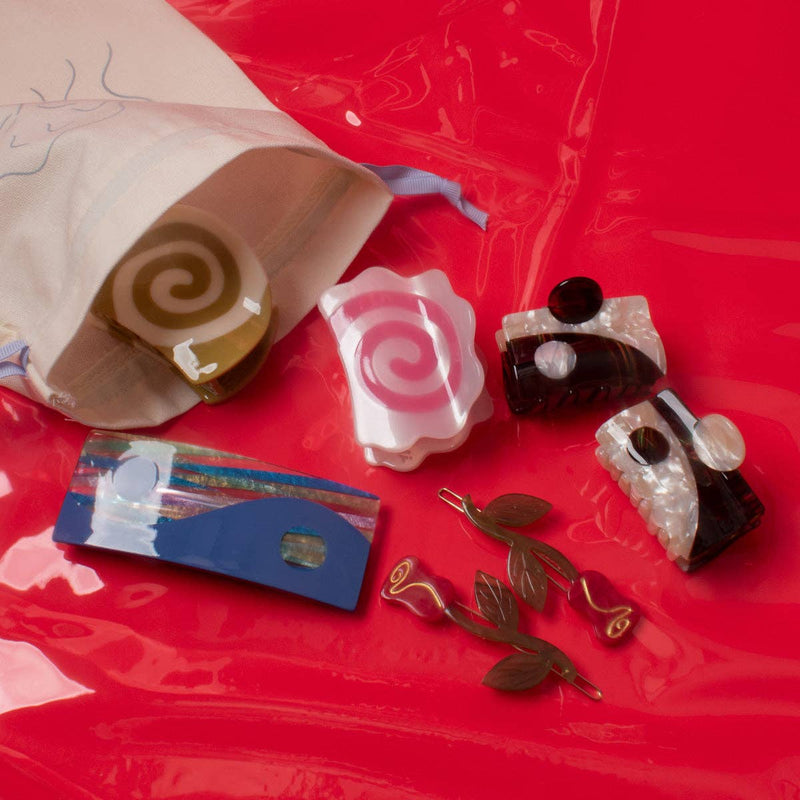 Red Rose Barrette Hair Clip Set