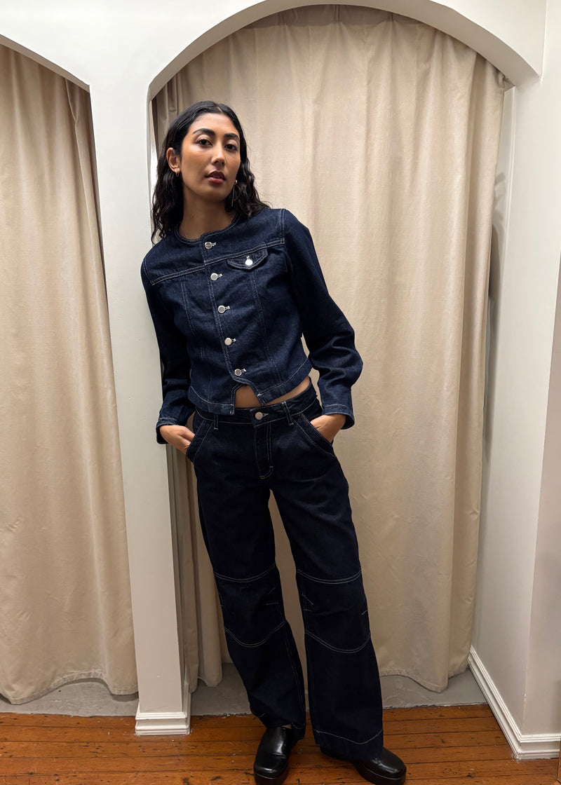 Goldie Fitted Denim Jacket | Indigo