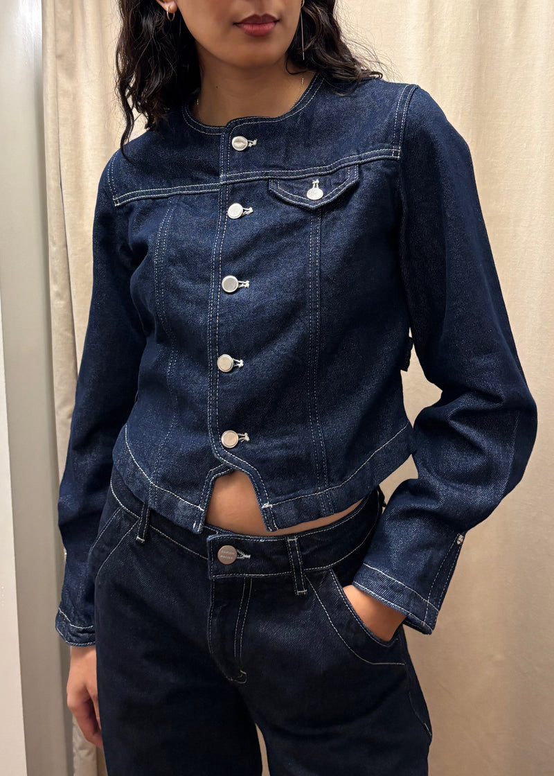 Goldie Fitted Denim Jacket | Indigo