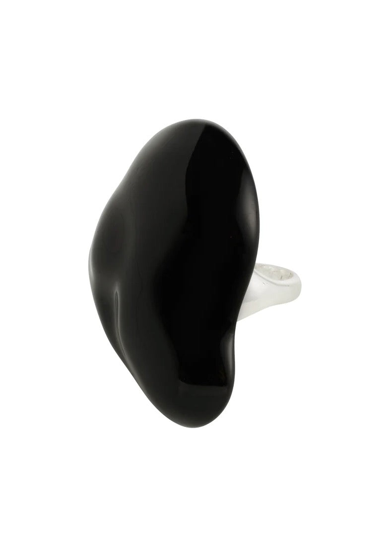 LIAN Adjustable Ring | Silver-Plated & Black